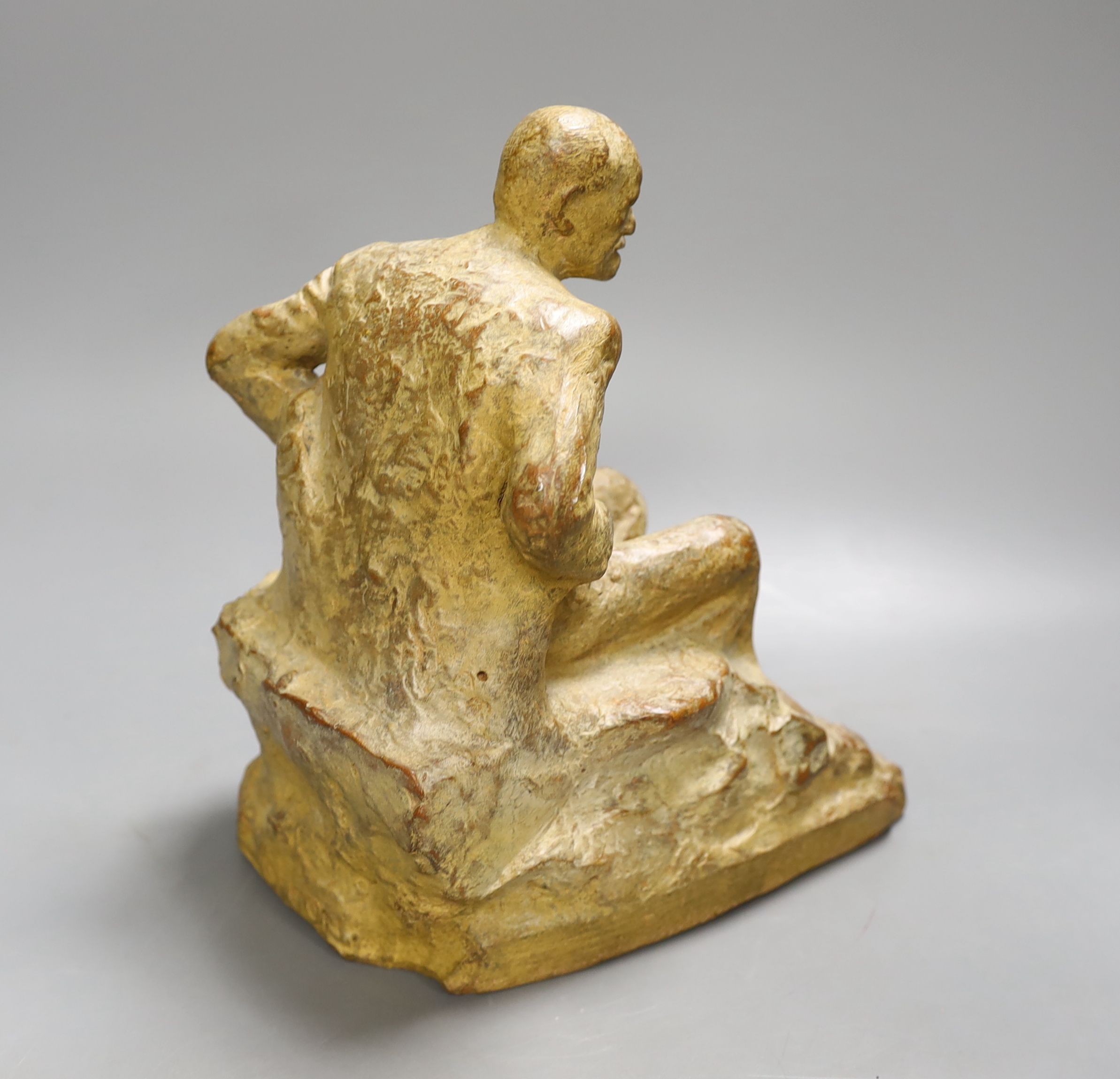 Oscar Nemon (1906-1985) Sigmund Freud, a painted terracotta maquette, signed, 23.5 cm high